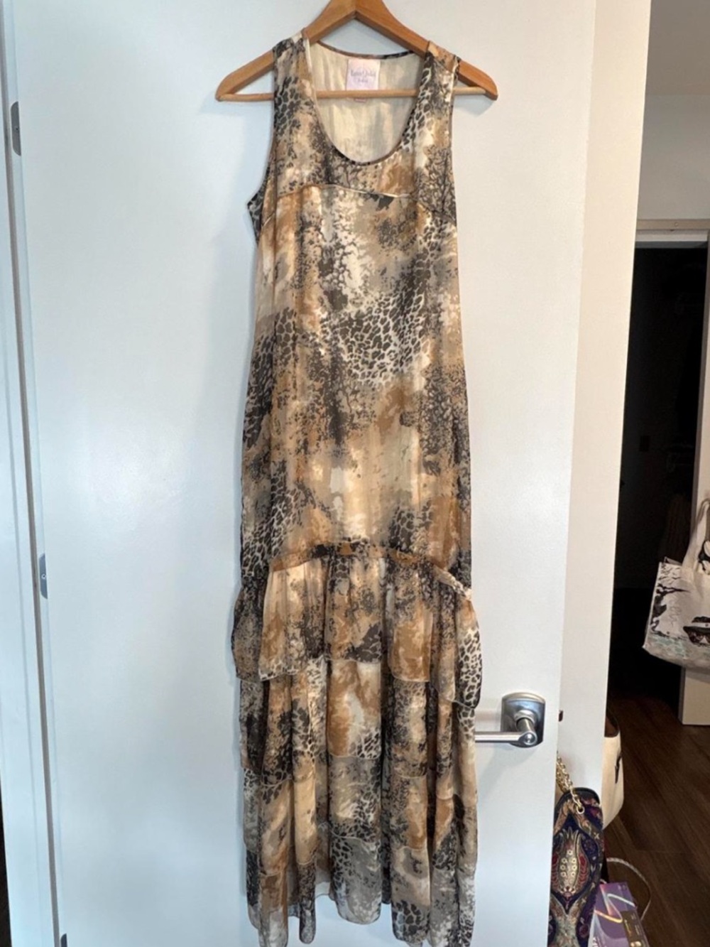 ROMEO & JULIET COUTURE | Animal Print Sheer Chemise Maxi Dress SZ M